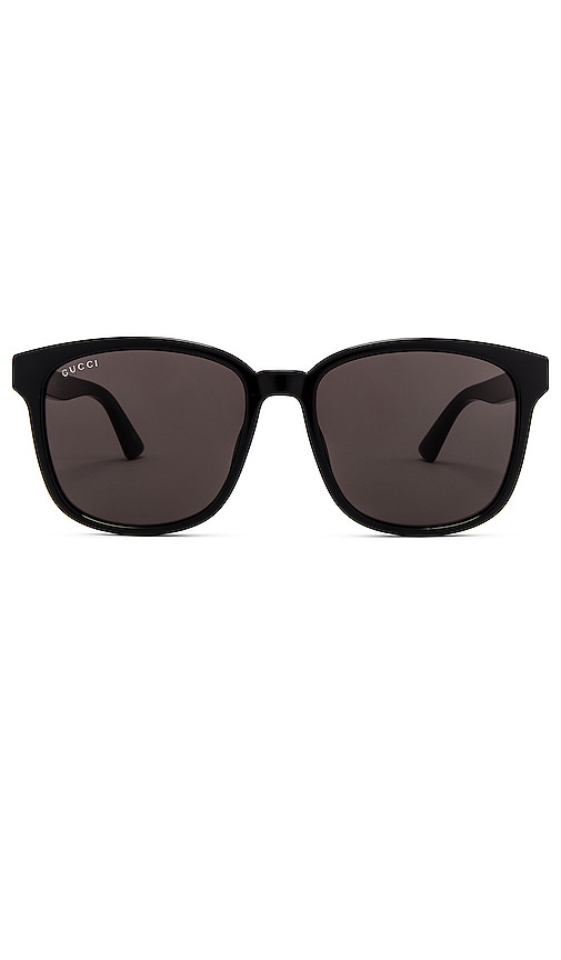 Shop Gucci Lines Square Sunglasses In Shiny Black & Grey