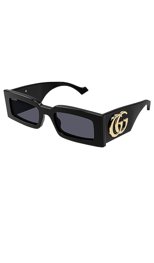 Shop Gucci Generation Rectangular Sunglasses In Black