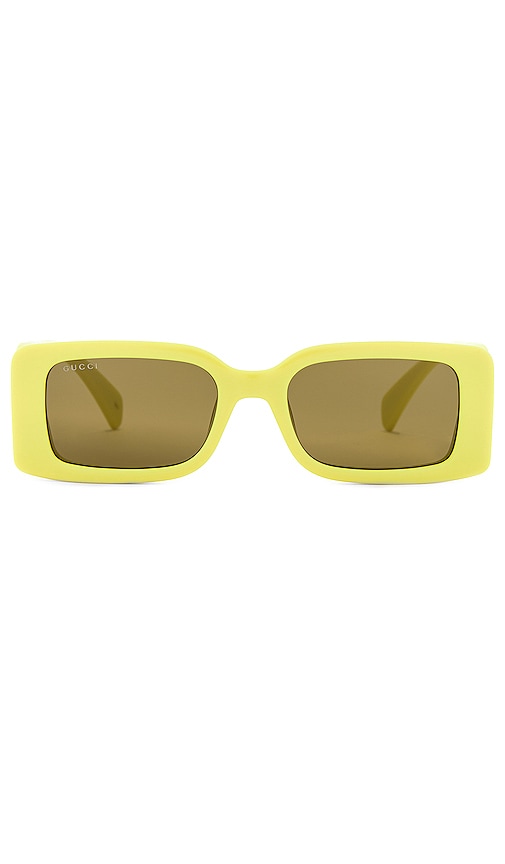 Gucci Longue Rectangular Sunglasses In É»„è‰²
