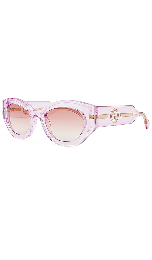 Shop Gucci La Piscine Oval Sunglasses In 粉色