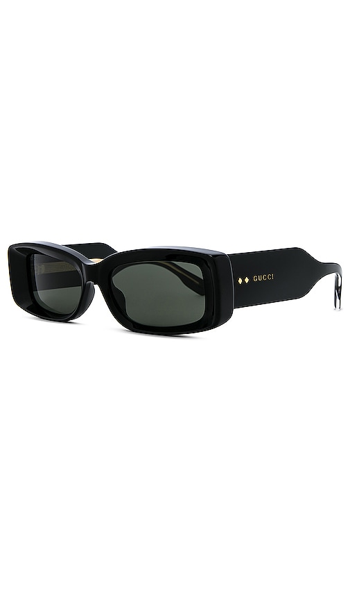 Shop Gucci Thickness Rectangular Sunglasses In É»‘è‰²
