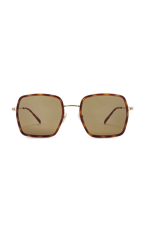 Gucci Square Sunglasses in Havana, Gold, & Brown