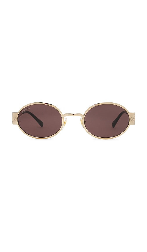 Gucci Oval Sunglasses in Gold & Brown