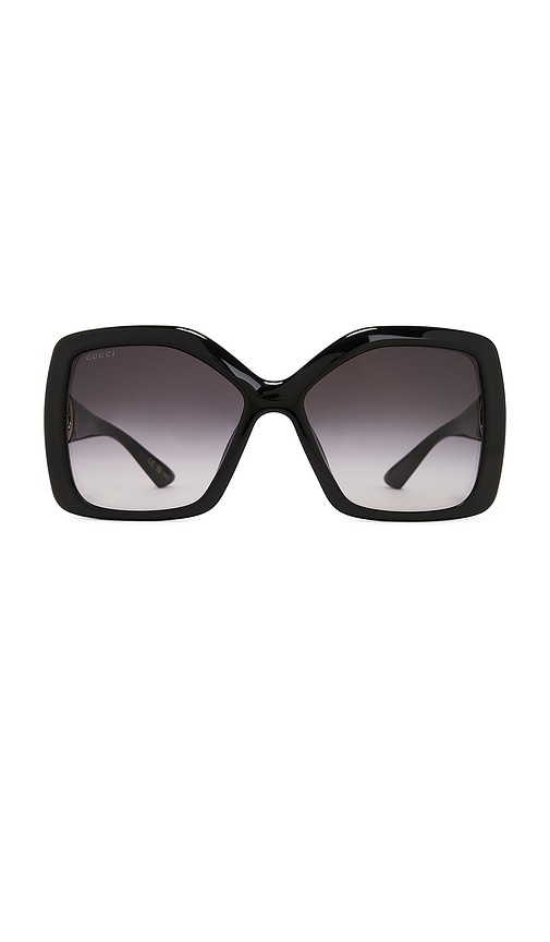 Gucci Square Sunglasses in Shiny Solid Black