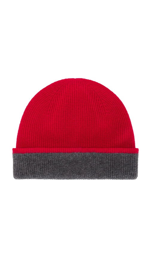 Guest In Residence The Inside Out! Cashmere Hat In True Red & Charcoal