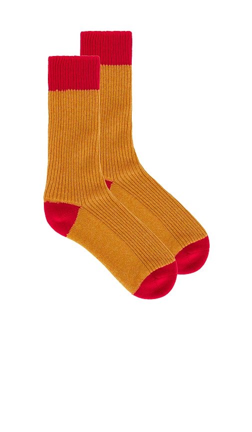 Shop Guest In Residence The Soft Cashmere Socks In Sungold & True Red