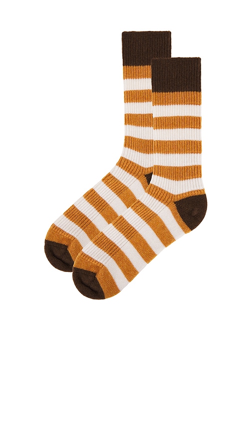 Guest In Residence Striped Soft Socks In Cream