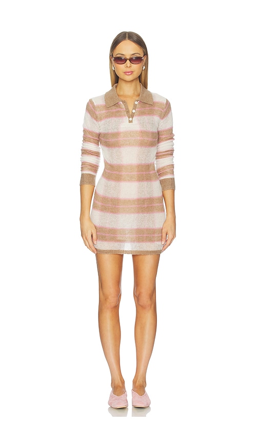Guest In Residence Shadow Plaid Polo Dress In Brown