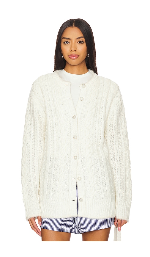 Shop Guest In Residence Rossella Cable Cashmere Cardigan In Cream