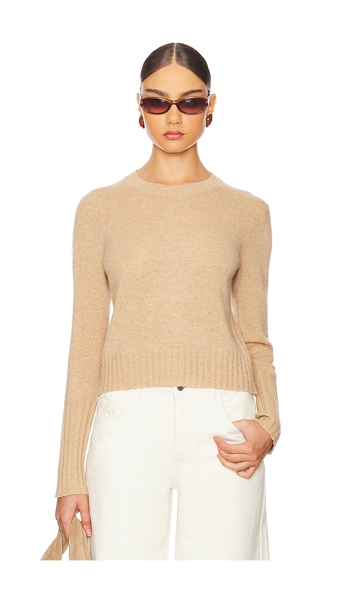 Shop Guest In Residence Shrunken Crew Cashmere Sweater In Beige