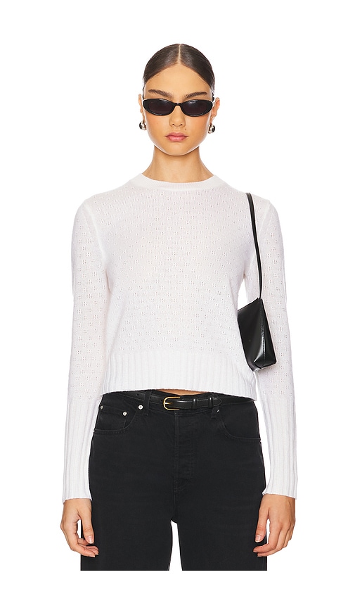 Shop Guest In Residence Shrunken Pointelle Crew Cashmere Sweater In Cream