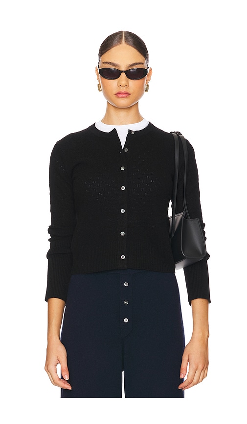 Shop Guest In Residence Jane Pointelle Cashmere Cardigan In Black