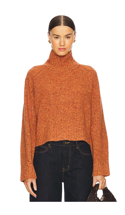 Shop Guest In Residence Cropped Turtleneck Cashmere Sweater In Burnt Orange