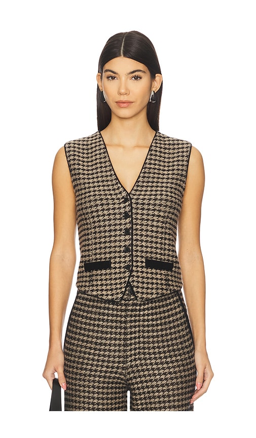 Guest In Residence Houndstooth Tailored Vest In Black