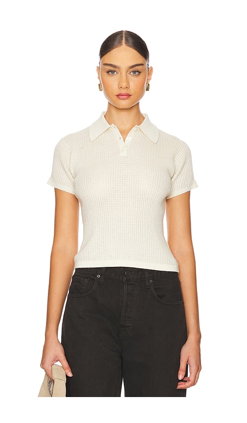 Shop Guest In Residence Shrunken Cashmere Polo Top In Cream