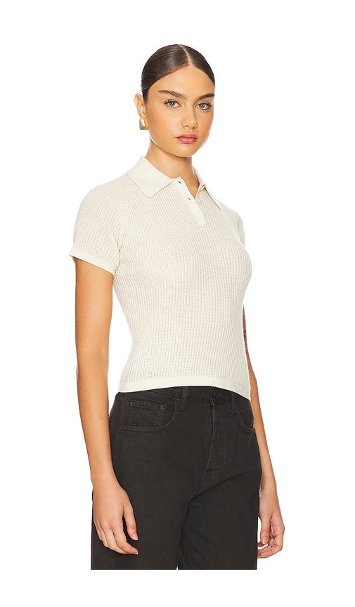 Shop Guest In Residence Shrunken Cashmere Polo Top In Cream