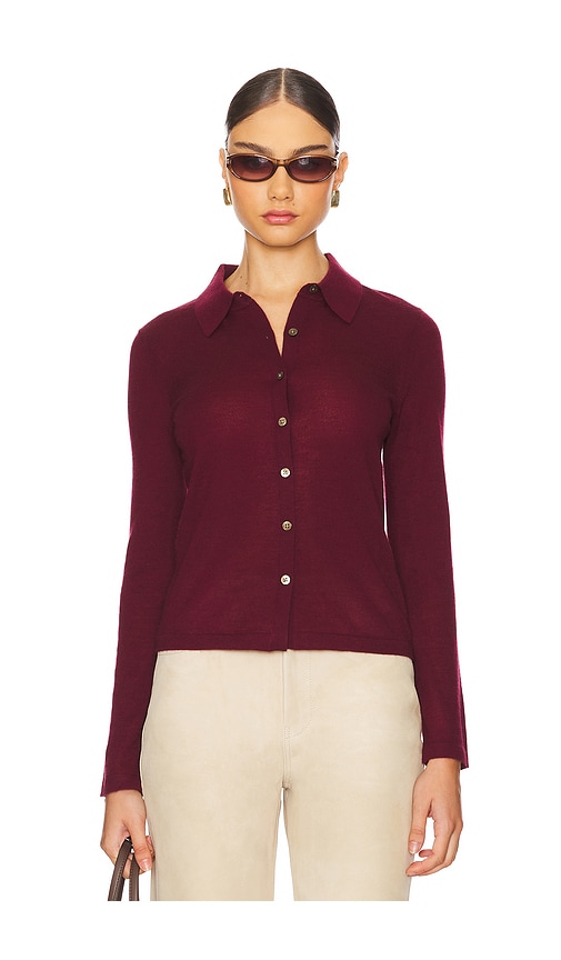 Shop Guest In Residence Long Sleeve Cashmere Shirt In Burgundy