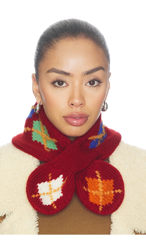 Guest In Residence Argyle Bowtie Scarf in Red.
