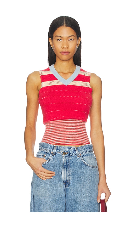 Guest In Residence Collegiate Stripe Vest In Red