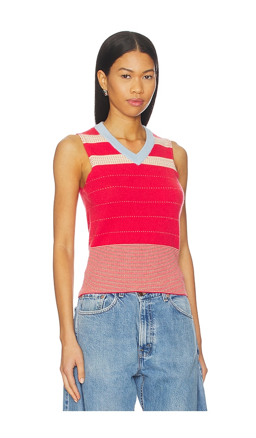 Guest In Residence Collegiate Stripe Vest In Red