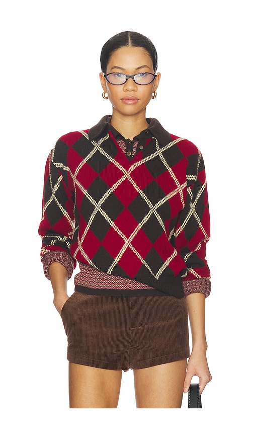 Guest In Residence Collegiate Argyle Polo Top