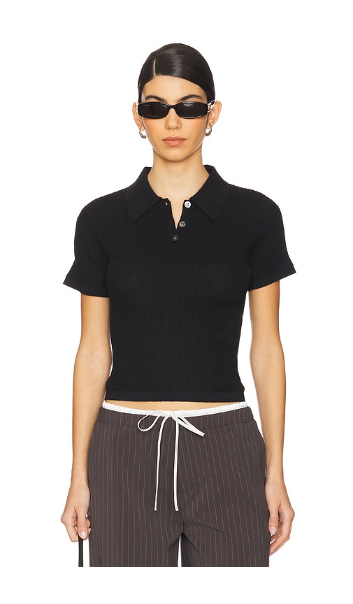Guest In Residence Shrunken Polo Top In Black