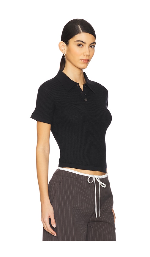 Guest In Residence Shrunken Polo Top In Black
