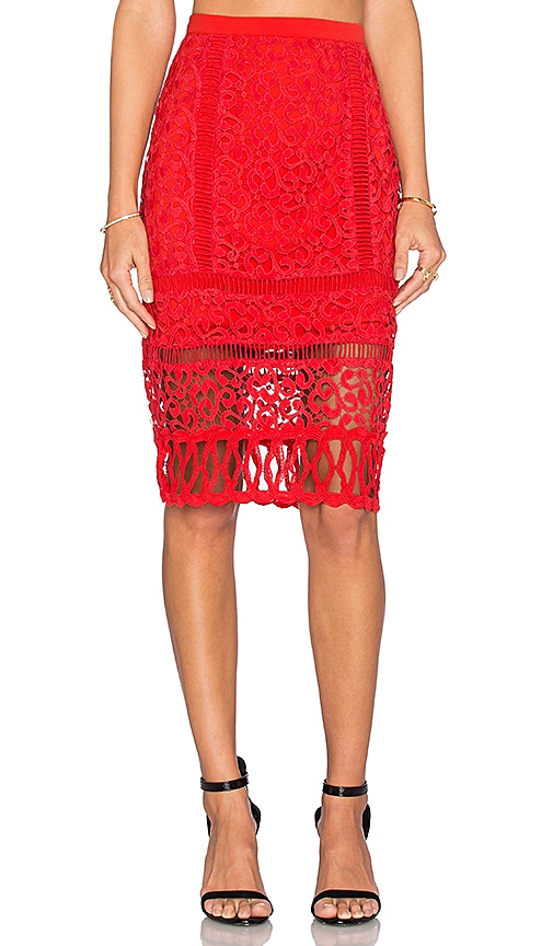 Greylin Melrose Lace Pencil Skirt in Hibiscus