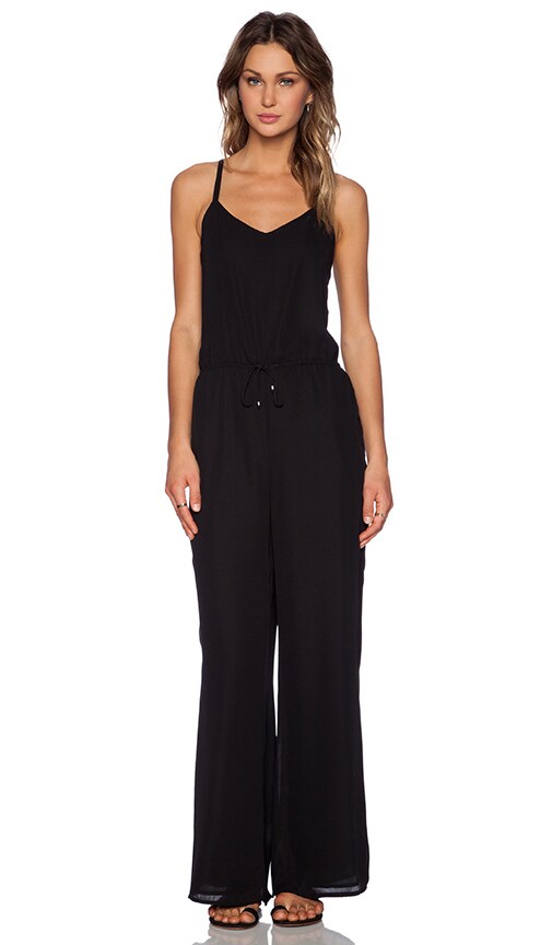 Black Stripe Plunge Jumpsuit - Gwyn