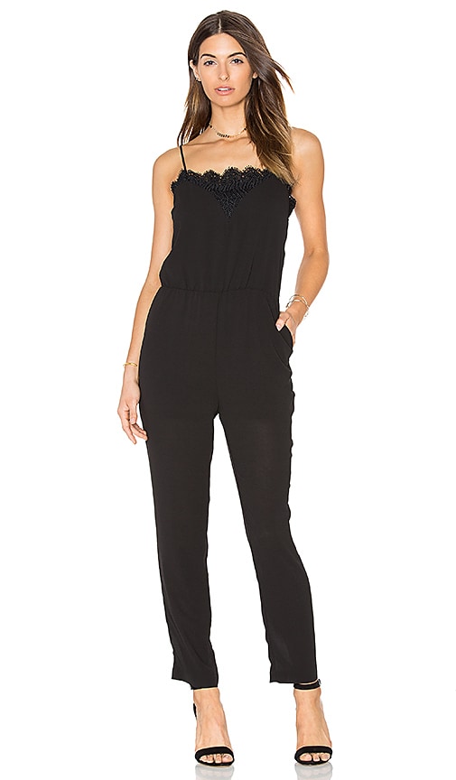 Greylin Alina Lace Trimmed Jumpsuit in Black | REVOLVE