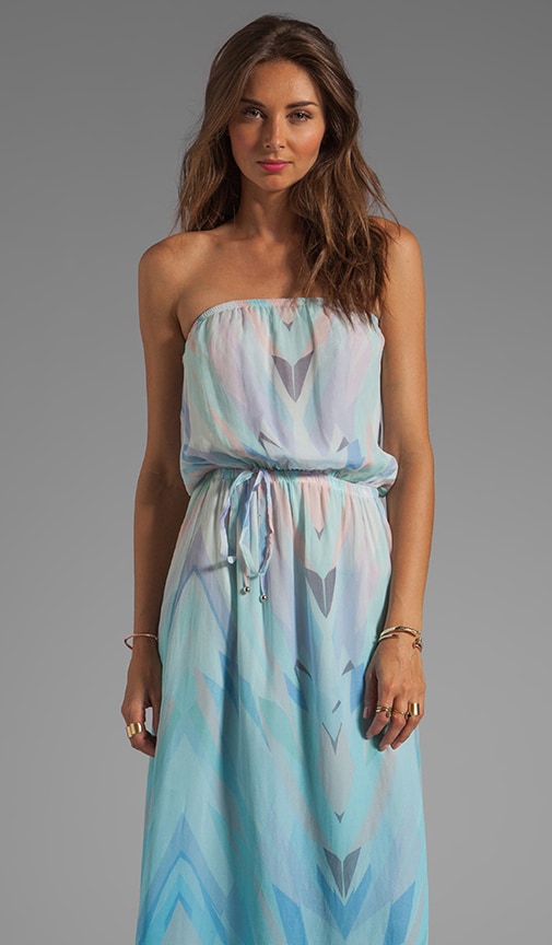 Prim Geo Print Strapless Maxi Dress