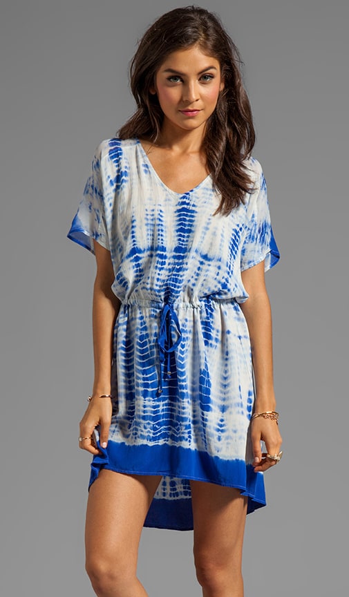 Calvi Mixed Silk V-Neck Hi/Lo Mini Dress
