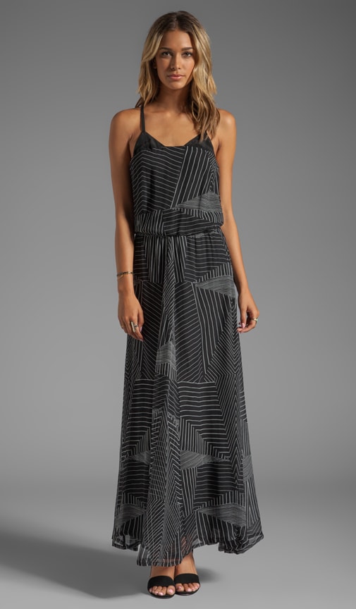 Geo Pinstripe Georgette Maxi