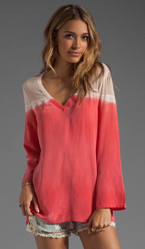 Miyoshi Long Sleeve Sheer V-Neck Blouse