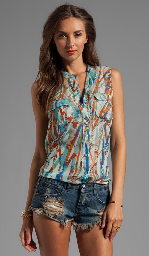 Cannes Seismograph GGT Sleeveless GGT Button Down Top