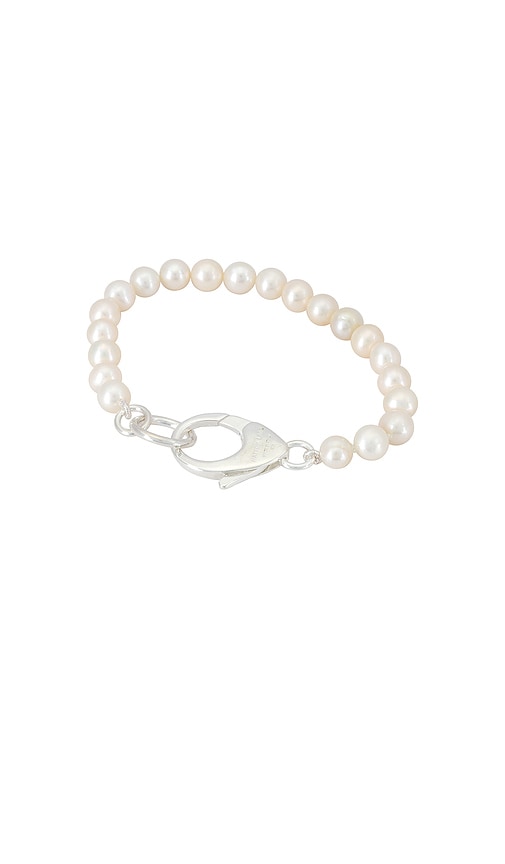 Shop Hatton Labs White Pearl Lobster Bracelet In Metallic Silver