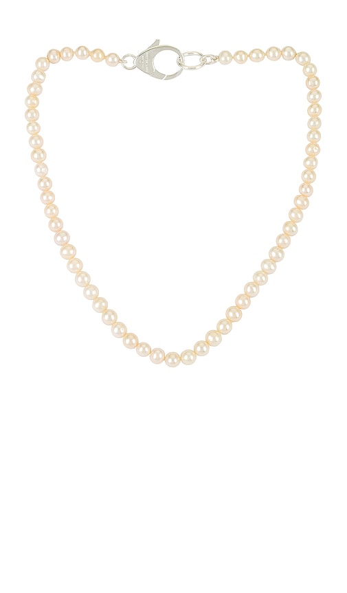 Shop Hatton Labs White Pearl Lobster Chain In Cream