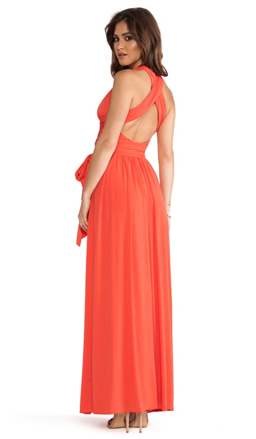 Sleeveless V Neck Gown With Crisscross Detail