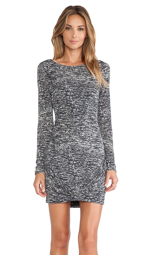 Twist Drape Skirt Boatneck Dress