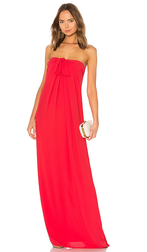 halston heritage red gown