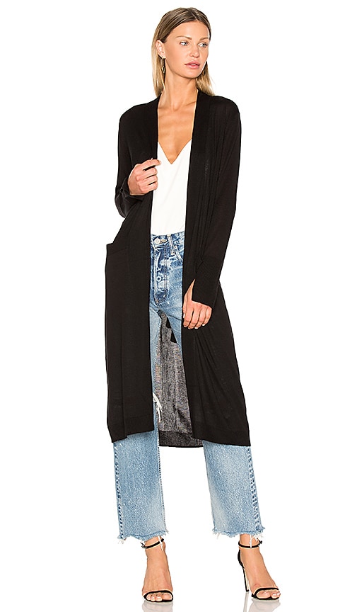 Halston Heritage Open Front Duster Cardigan in Black REVOLVE