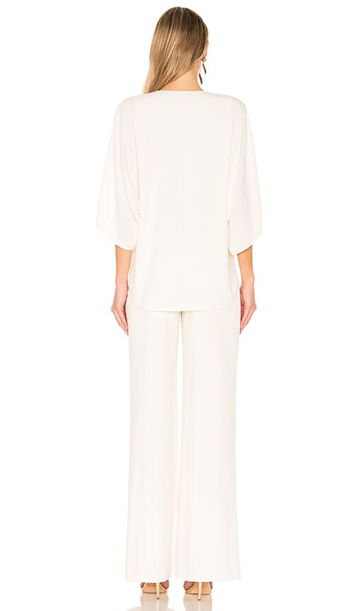 halston heritage wrap front jumpsuit