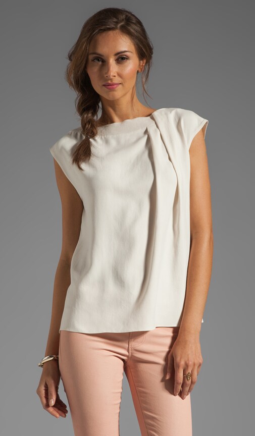 Cap Sleeve Boatneck Top With Rib Trim