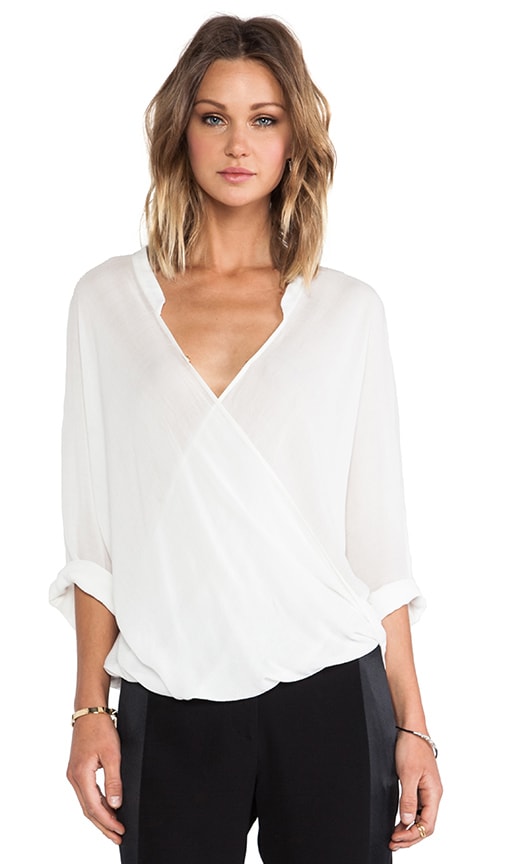 3/4 Sleeve Drape Front Blouse