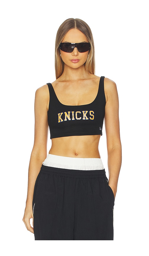 Hype And Vice New York Knicks Scoop Neck Crop Top In Black
