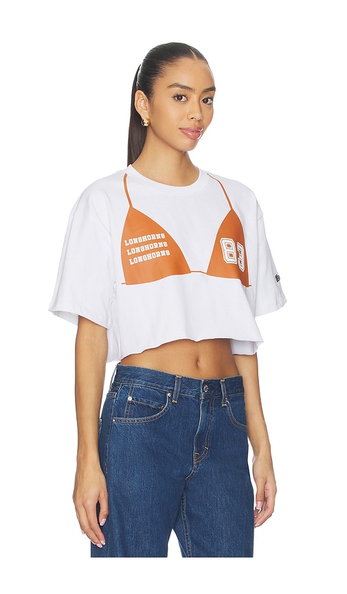  Hype And Vice University Of Texas At Austin Track Tee In Burnt Orange In White. Taglia S. Also In Xs, M, L, Xl. 