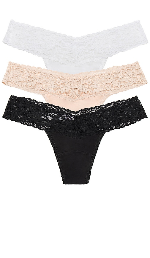 Lace Basic Thong 3-pack Black