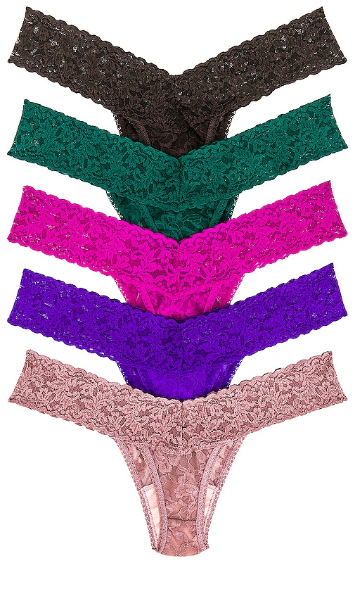 Hanky Panky 5-Pack Signature Lace Low Rise Thongs in Jewel Multi