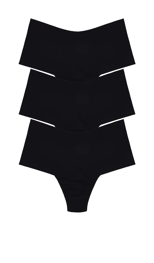 High Rise Thong 3 Pack in Black. - size S (also in L, M)