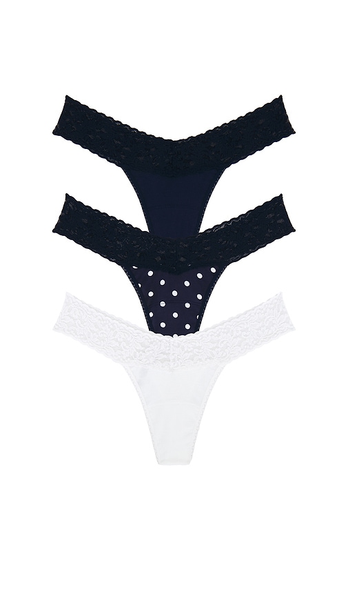3 Low Rise Thongs in Navy.